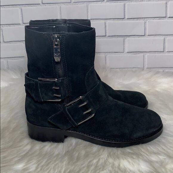 Marc Fisher Black Suede Engineer Booties Sz 7.5 - Picture 5 of 7